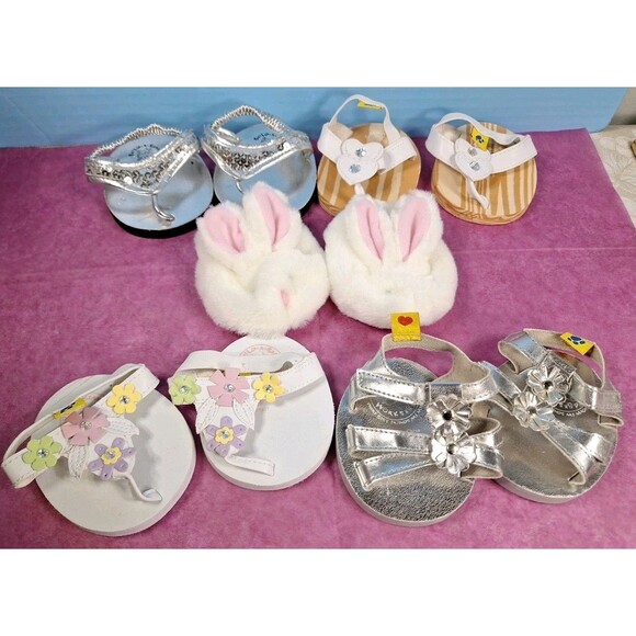 Lot of 5 Pair Build A Bear BAB Sandals Bunny Slippers Shoes For Your Stuffies - Picture 3 of 8